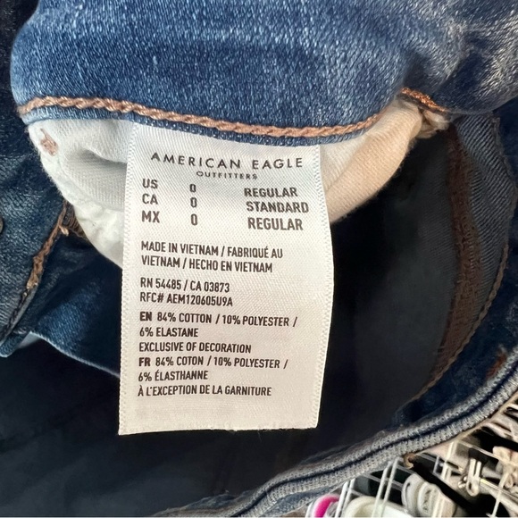 American Eagle Women’s Jeans Size 0 Super Hi Rise Jegging Distressed Blue - Picture 7 of 7